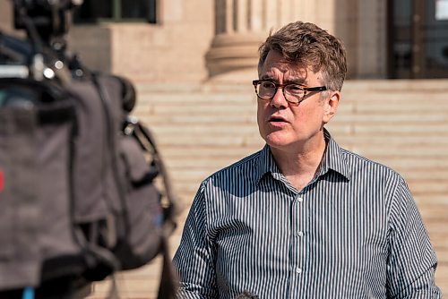 JESSE BOILY  / WINNIPEG FREE PRESS
Dougald Lamont, Manitoba Liberal Leader and MLA for St. Boniface, speaks to media outside of the Legislative building on Tuesday. The Manitoba Liberals want to see more funding to early childhood care. Tuesday, Aug. 11, 2020.
Reporter: