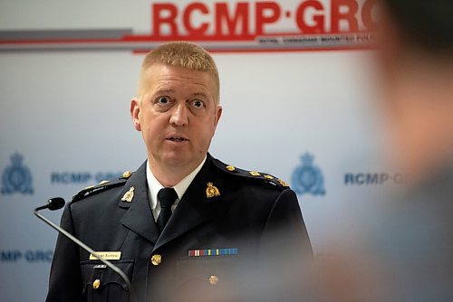 JESSE BOILY  / WINNIPEG FREE PRESS
Superintendent Michael Koppang, Officer in Charge of Manitoba RCMP Major Crime Services, speaks to media about two recent arrests in the Portage la Prairie homicide of Gerhard Reimer-Wiebe, at the RCMP headquarters on Tuesday. Tuesday, Aug. 11, 2020.
Reporter: Ryan