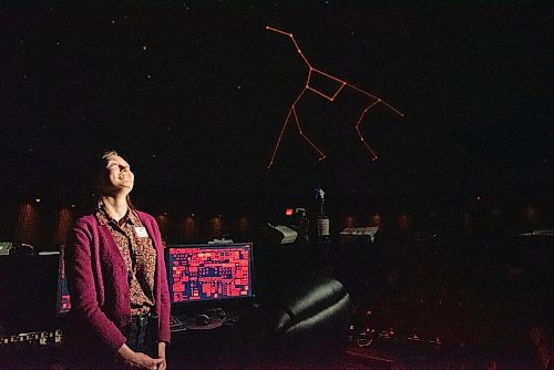 JESSE BOILY / WINNIPEG FREE PRESS
Nicole Desautels, a science communicator, shows displays some of the solar system at the planetarium on Wednesday, Aug. 12, 2020. The planetarium will be opening to the public on Thursday. 
Reporter: Standup