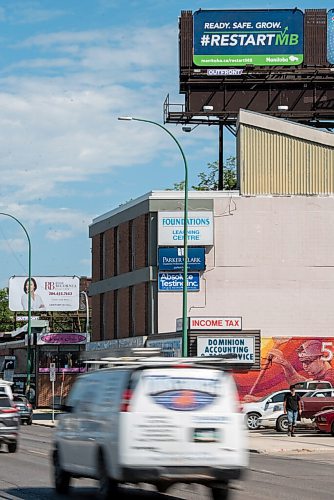 JESSE BOILY  / WINNIPEG FREE PRESS
A Restart MB sign along Portage Ave. on Wednesday. The Manitoba government has launched an advertising campaign for Restart MB promoting the reopening of the economy.  Wednesday, Aug. 12, 2020.
Reporter: