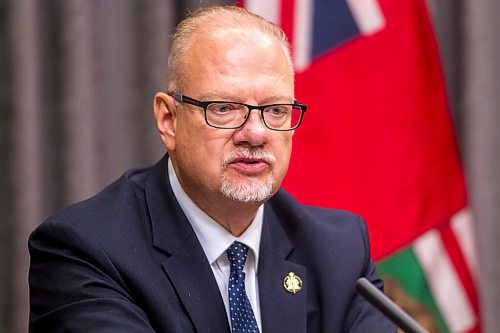 MIKAELA MACKENZIE / WINNIPEG FREE PRESS

Education minister Kelvin Goertzen speaks to the media about COVID-19 and schools re-opening in September at the Manitoba Legislative Building in Winnipeg on Thursday, Aug. 13, 2020. For Maggie Macintosh story.
Winnipeg Free Press 2020.