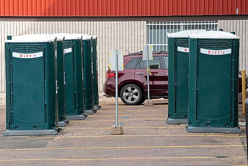 JESSE BOILY  / WINNIPEG FREE PRESS
Porta potties sit outside of Canada Goose on Mountain Ave. on Thursday. Workers have said that they are only being cleaned every four days and many use their breaks going to look for other public bathrooms or go home. Thursday, Aug. 13, 2020.
Reporter: Kellen