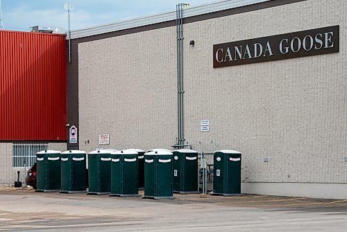 JESSE BOILY  / WINNIPEG FREE PRESS
Porta potties sit outside of Canada Goose on Mountain Ave. on Thursday. Workers have said that they are only being cleaned every four days and many use their breaks going to look for other public bathrooms or go home. Thursday, Aug. 13, 2020.
Reporter: Kellen