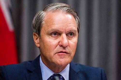 MIKAELA MACKENZIE / WINNIPEG FREE PRESS

Cameron Friesen, minister of health, speaks to the media during a COVID-19 update at the Manitoba Legislative Building in Winnipeg on Monday, Aug. 17, 2020. For Carol Sanders story.
Winnipeg Free Press 2020.