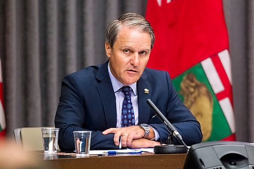 MIKAELA MACKENZIE / WINNIPEG FREE PRESS

Cameron Friesen, minister of health, speaks to the media during a COVID-19 update at the Manitoba Legislative Building in Winnipeg on Monday, Aug. 17, 2020. For Carol Sanders story.
Winnipeg Free Press 2020.