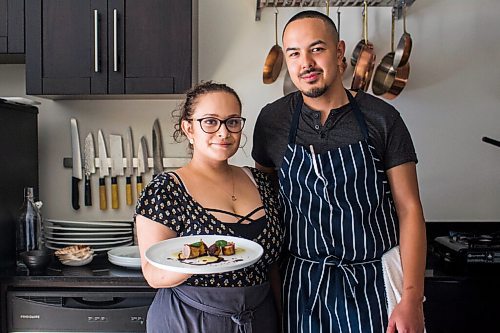 MIKAELA MACKENZIE / WINNIPEG FREE PRESS

Joshua Zacharias and Samantha Moran, the chefs behind Stefan (a high-end supper club they run out of their downtown apartment), pose for a photo in their kitchen in Winnipeg on Monday, Aug. 17, 2020. For Eva Wasney story.
Winnipeg Free Press 2020.