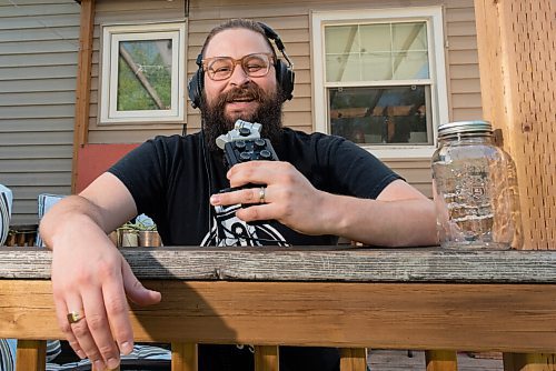 JESSE BOILY  / WINNIPEG FREE PRESS
Sam Thompson volunteers his time producing his podcast Witchpolice Radio where he interviews musicians from Winnipegs music scene, poses for a photo AT WHERE on Thursday. The podcast has recently just passed its 500th episode. Thursday, Aug. 20, 2020.
Reporter: Aaron Epp