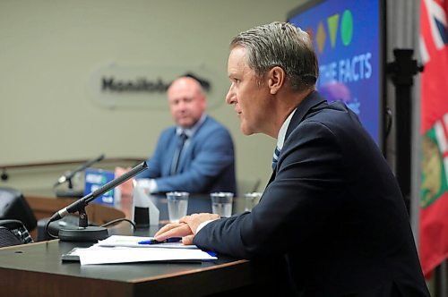 RUTH BONNEVILLE / WINNIPEG FREE PRESS

Local - COVID update 

Cameron Friesen, Manitoba's Minister of Health and  Dr. Brent Roussin, Manitoba's chief public health officer, hold press conference at the Legislative Building Thursday. 

Aug 20th, 2020