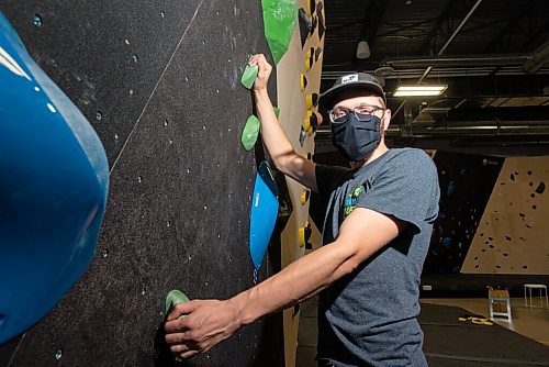 JESSE BOILY  / WINNIPEG FREE PRESS
Kori Cuthbert, Managing Partner at the Hive, tests out some of the climbing walls at the new gym on Friday. The Hive will be open to the public on Sunday.  Friday, Aug. 21, 2020.
Reporter: ??