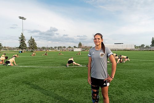 JESSE BOILY  / WINNIPEG FREE PRESS
Bruna Mavignier, who is part of the U Sports Apprenticeship Coaching Program, stops for a photo at a Bisons soccer practice at the University of Manitoba on Friday. Friday, Aug. 21, 2020.
Reporter: