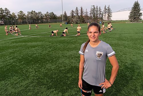 JESSE BOILY  / WINNIPEG FREE PRESS
Bruna Mavignier, who is part of the U Sports Apprenticeship Coaching Program, stops for a photo at a Bisons soccer practice at the University of Manitoba on Friday. Friday, Aug. 21, 2020.
Reporter: