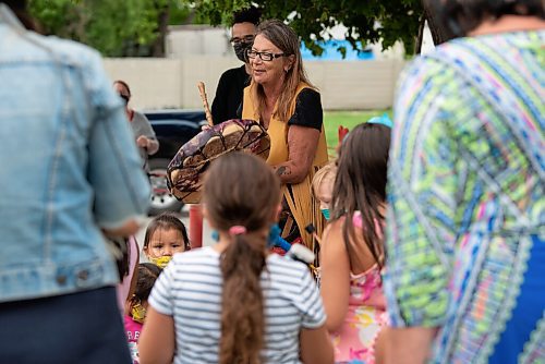 JESSE BOILY  / WINNIPEG FREE PRESS
An opening drum song is sung before the ground braking for the Little Star playground on Tuesday. Tuesday, Aug. 25, 2020.
Reporter: Standup