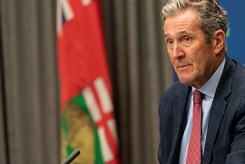 JESSE BOILY  / WINNIPEG FREE PRESS
Premier Brian Pallister speaks to media giving an update on the provinces response to COVID-19 at the Legislative building on Wednesday. Wednesday, Aug. 26, 2020.
Reporter: Carol