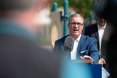 JESSE BOILY  / WINNIPEG FREE PRESS
Chuck Davidson, president and CEO of the Manitoba Chambers of Commerce speaks after Minister Stefanson announced the Manitoba government is investing more than $22 million to improve and create child care spaces on Wednesday. Wednesday, Aug. 26, 2020.
Reporter: