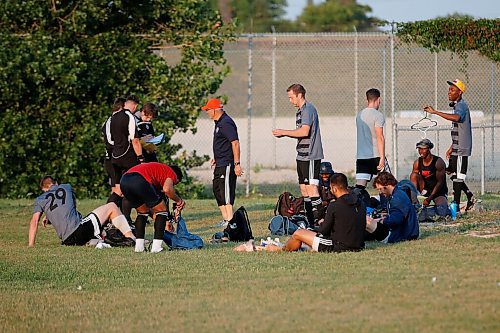 JOHN WOODS / WINNIPEG FREE PRESS
Players neglect the back-to-play rules by arriving at least 40 minutes prior to their game at Ralph Cantafio Soccer Complex in Winnipeg Wednesday, August 26, 2020. 

Reporter: Allen