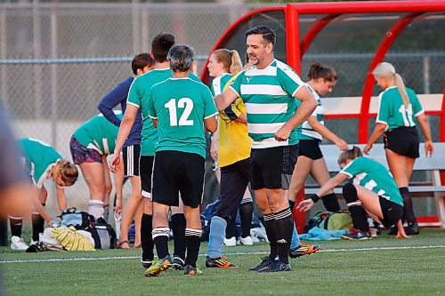 JOHN WOODS / WINNIPEG FREE PRESS
Players neglect the back-to-play rules after a game at Ralph Cantafio Soccer Complex in Winnipeg Wednesday, August 26, 2020. 

Reporter: Allen