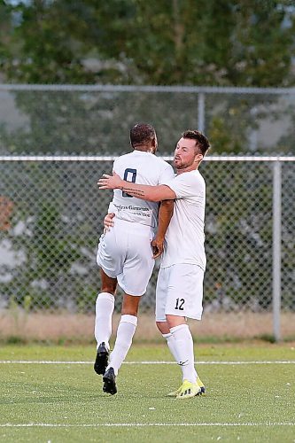 JOHN WOODS / WINNIPEG FREE PRESS
Players neglect the back-to-play rules when celebrating a goal during a game at Ralph Cantafio Soccer Complex in Winnipeg Wednesday, August 26, 2020. 

Reporter: Allen