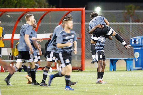 JOHN WOODS / WINNIPEG FREE PRESS
Players neglect the back-to-play rules when celebrating a goal during a game at Ralph Cantafio Soccer Complex in Winnipeg Wednesday, August 26, 2020. 

Reporter: Allen