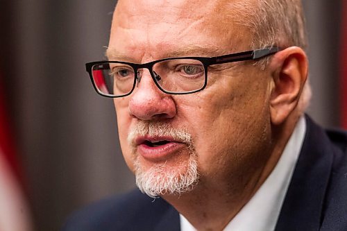 MIKAELA MACKENZIE / WINNIPEG FREE PRESS

Education minister Kelvin Goertzen speaks to the media about the opening of schools next week at the Manitoba Legislative Building in Winnipeg on Wednesday, Sept. 2, 2020. For Maggie Macintosh story.
Winnipeg Free Press 2020.