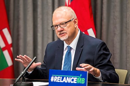 MIKAELA MACKENZIE / WINNIPEG FREE PRESS

Education minister Kelvin Goertzen speaks to the media about the opening of schools next week at the Manitoba Legislative Building in Winnipeg on Wednesday, Sept. 2, 2020. For Maggie Macintosh story.
Winnipeg Free Press 2020.