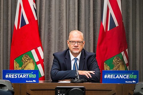 MIKAELA MACKENZIE / WINNIPEG FREE PRESS

Education minister Kelvin Goertzen speaks to the media about the opening of schools next week at the Manitoba Legislative Building in Winnipeg on Wednesday, Sept. 2, 2020. For Maggie Macintosh story.
Winnipeg Free Press 2020.