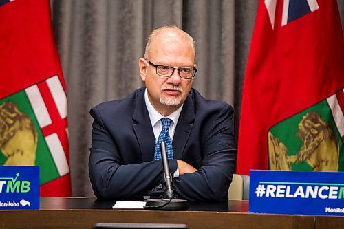 MIKAELA MACKENZIE / WINNIPEG FREE PRESS

Education minister Kelvin Goertzen speaks to the media about the opening of schools next week at the Manitoba Legislative Building in Winnipeg on Wednesday, Sept. 2, 2020. For Maggie Macintosh story.
Winnipeg Free Press 2020.