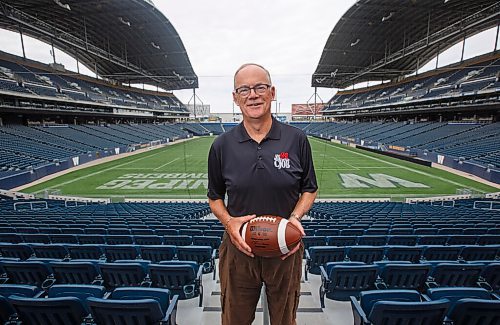 MIKE DEAL / WINNIPEG FREE PRESS
Bob Irving, who just celebrated his 70th b-day has been calling Bomber games since '74, a year after he started working at CJOB as a sports reporter. 
See Dave Sanderson story
200902 - Wednesday, September 02, 2020.