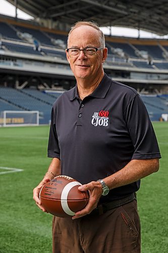 MIKE DEAL / WINNIPEG FREE PRESS
Bob Irving, who just celebrated his 70th b-day has been calling Bomber games since '74, a year after he started working at CJOB as a sports reporter. 
See Dave Sanderson story
200902 - Wednesday, September 02, 2020.