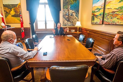 MIKAELA MACKENZIE / WINNIPEG FREE PRESS

Premier Brian Pallister speaks to the Free Press in his office at the Manitoba Legislative Building in Winnipeg on Wednesday, Sept. 2, 2020. For Larry Kusch story.
Winnipeg Free Press 2020.