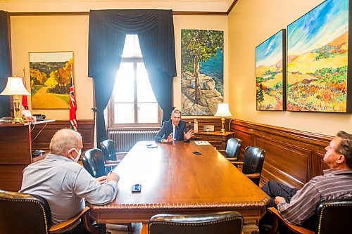 MIKAELA MACKENZIE / WINNIPEG FREE PRESS

Premier Brian Pallister speaks to the Free Press in his office at the Manitoba Legislative Building in Winnipeg on Wednesday, Sept. 2, 2020. For Larry Kusch story.
Winnipeg Free Press 2020.