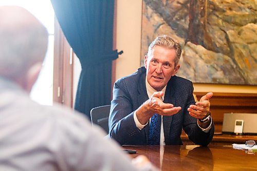 MIKAELA MACKENZIE / WINNIPEG FREE PRESS

Premier Brian Pallister speaks to the Free Press in his office at the Manitoba Legislative Building in Winnipeg on Wednesday, Sept. 2, 2020. For Larry Kusch story.
Winnipeg Free Press 2020.