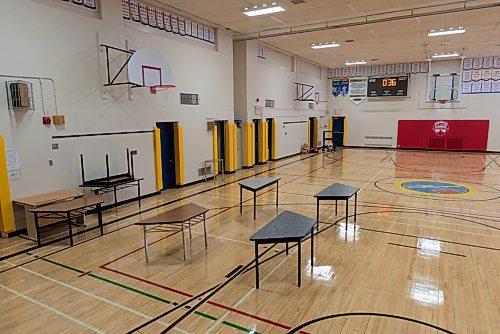 JESSE BOILY  / WINNIPEG FREE PRESS
The gymnasium begins its transformation into a classroom at Andrew Mynarski V.C. School on Wednesday. Wednesday, Sept. 2, 2020.
Reporter: