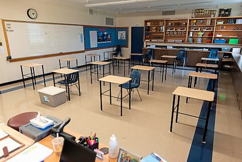 JESSE BOILY / WINNIPEG FREE PRESS
One of the classrooms that has been downsized to accommodate 16 students at Andrew Mynarski V.C. School on Wednesday. Wednesday, Sept. 2, 2020.
Reporter: