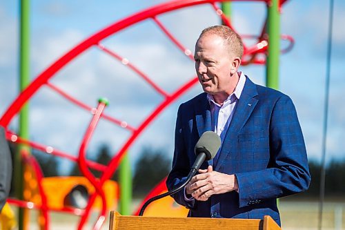 MIKAELA MACKENZIE / WINNIPEG FREE PRESS

St. James Assiniboia Minor Baseball Association representative Brad Peacock speaks at a ribbon cutting for the Optimist Park expansion in Winnipeg on Thursday, Sept. 3, 2020. For Joyanne story.
Winnipeg Free Press 2020.