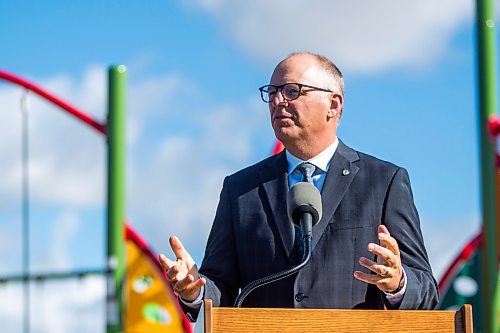 MIKAELA MACKENZIE / WINNIPEG FREE PRESS

St. James councillor Scott Gillingham speaks at a ribbon cutting for the Optimist Park expansion in Winnipeg on Thursday, Sept. 3, 2020. For Joyanne story.
Winnipeg Free Press 2020.