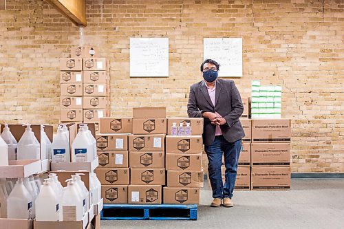 MIKAELA MACKENZIE / WINNIPEG FREE PRESS

Josh Giesbrecht, president of Exchange PPE, poses for a portrait in the new wholesale personal protective equipment business in Winnipeg on Tuesday, Sept. 8, 2020. For Temur Durrani story.
Winnipeg Free Press 2020.