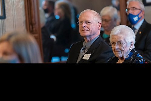 JESSE BOILY  / WINNIPEG FREE PRESS
Gordon Crossley, Lieutenant Governors Historical Preservation award recipient, listens to a musical guest at the Government House on Tuesday. Tuesday, Sept. 8, 2020.
Reporter: Standup