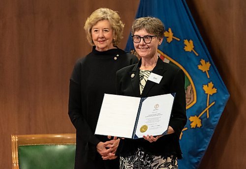 JESSE BOILY  / WINNIPEG FREE PRESS
Gail Perry receives the Lieutenant Governors Historical Preservation and Promotion award at the Government House on Tuesday. Tuesday, Sept. 8, 2020.
Reporter: Standup