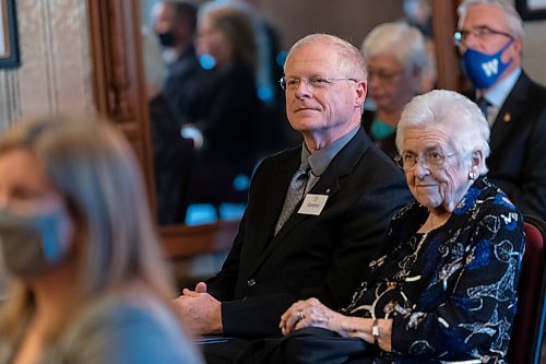 JESSE BOILY  / WINNIPEG FREE PRESS
Gordon Crossley, Lieutenant Governors Historical Preservation and Promotion award recipient, listens to a musical guest at the Government House on Tuesday. Tuesday, Sept. 8, 2020.
Reporter: Standup