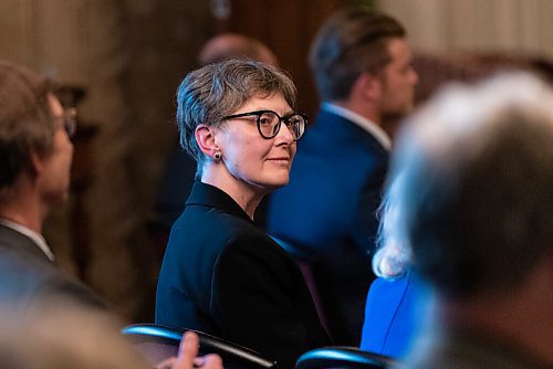 JESSE BOILY  / WINNIPEG FREE PRESS
Gail Perry listens before receiving the Lieutenant Governors Historical Preservation and Promotion award at the Government House on Tuesday. Tuesday, Sept. 8, 2020.
Reporter: Standup