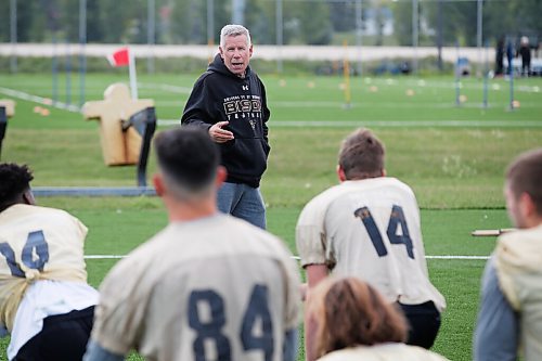 JOHN WOODS / WINNIPEG FREE PRESS
Bison coach Brin Dobie speaks to his players prior to the first practice of the season at the University of Manitoba in Winnipeg Tuesday, September 8, 2020. 

Reporter: Allen