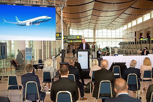 Mike Sudoma / Winnipeg Free Press
Barry Rempel, President and CEO of the Winnipeg Airport Authority, touches on the devastating Boeing 737s crash from last March during the airports AGM Wednesday morning
September 9, 2020