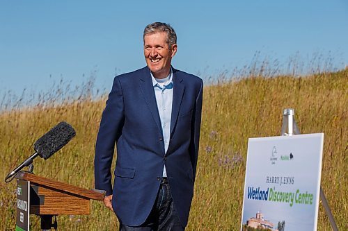 MIKE DEAL / WINNIPEG FREE PRESS
Premier Brian Pallister announces that the Manitoba government has established a $6 million endowment with the Interlake Community Foundation to support the Oak Hammock Marsh Interpretive Centre, which has now been renamed the Harry J. Enns Wetland Discovery Centre by Ducks Unlimited Canada.
200910 - Thursday, September 10, 2020.