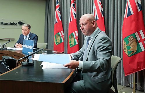 RUTH BONNEVILLE / WINNIPEG FREE PRESS

Local - COVID Update 

Manitoba's Chief Provincial Public Health Officer, Dr. Brent Roussin and Manitoba's Minister of Health, Cameron Friesen answer questions from the media during press briefing at the Legislative Building on Thursday. 

Sept 10th, 2020