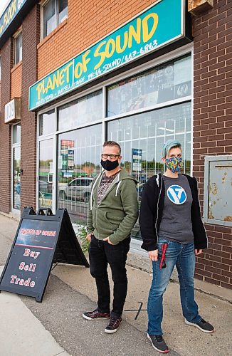 MIKE DEAL / WINNIPEG FREE PRESS
Store owner, Dave Wright (left), and store manager, Cathie Stankey (right).
Planet of Sound, 201-1109 Henderson Hwy, an entertainment emporium celebrating its 20th anniversary this year. When Dave Wright started the store in 2000, it was primarily CDs, DVDs and VHS tapes. Vinyl joined the party about 10 years ago and are now a big part of sales.
see Dave Sanderson story
200915 - Tuesday, September 15, 2020.