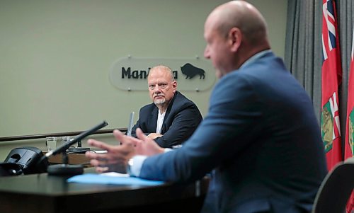 RUTH BONNEVILLE / WINNIPEG FREE PRESS

Dr. Brent Roussin, the province's chief provincial public health officer and Manitoba Education Minister Kelvin Goertzen respond to questions from the media at a news conference at the Manitoba Legislative Building on Wednesday.  

Sept 16th, 2020