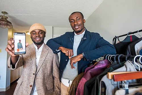 MIKAELA MACKENZIE / WINNIPEG FREE PRESS

Co-founders of Thriftsome (a new online-only thrift store) Oghosa Ogiemwonyi (left) and Joshua Akom pose for a portrait with some inventory and the website in Winnipeg on Thursday, Sept. 17, 2020.  For Temur Durrani story.

Winnipeg Free Press 2020