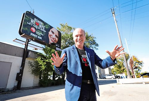 RUTH BONNEVILLE / WINNIPEG FREE PRESS

Local - UNITED WAY 

Description:Advancing United Way kickoff tomorrow

Photo of United Way's campaign chairman,  Dave Angus, in front of  billboard on Academy for story on the United Way kickoff tomorrow.  

Kevin Rollason's story

Sept 17th, 2020