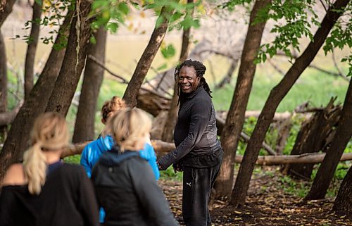 Mike Sudoma / Winnipeg Free Press
Casimiro Nhussi, choreographer with the NAfro Dance Group, talks while his group dance group as they work on their a routine for their upcoming production MATOPE, along the river banks of the St Norbert Arts Centre Friday evening.
September 18, 2020