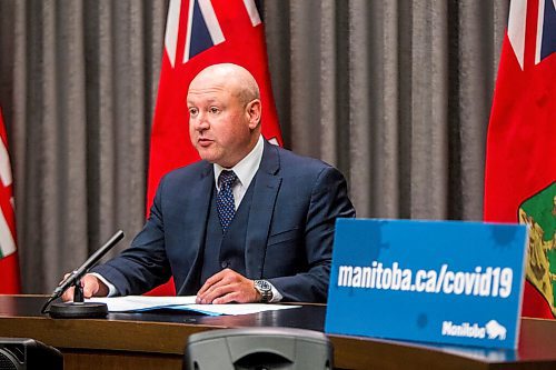 MIKAELA MACKENZIE / WINNIPEG FREE PRESS

Dr. Brent Roussin, Manitoba's chief public health officer, speaks to the media at the Manitoba Legislative Building in Winnipeg on Monday, Sept. 21, 2020.  For Carol Sanders story.

Winnipeg Free Press 2020